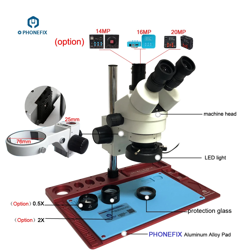 

16MP 21MP 3.5X-90X Phone Soldering HDMI USB Microscope Camera C-Mount Lens Trinocular Stereo Zoom Microscope aluminum alloy pad