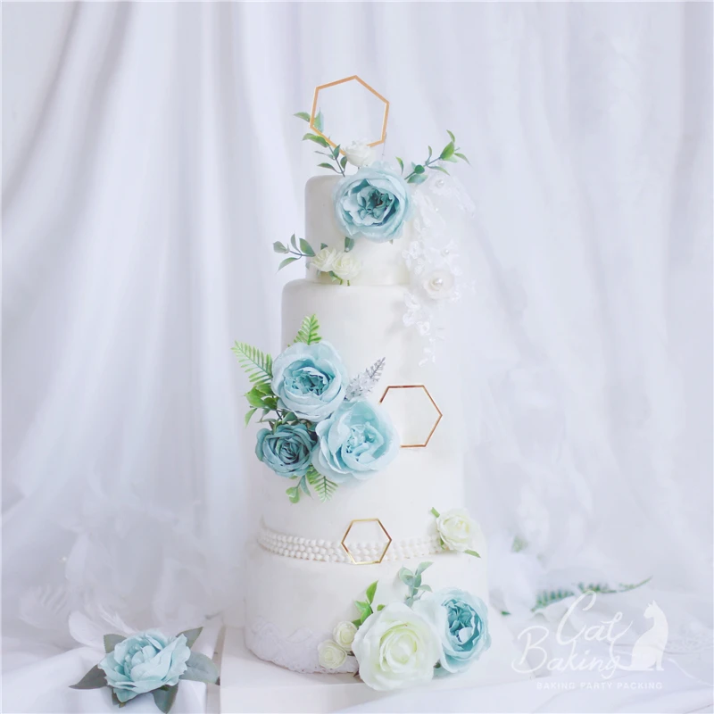 

Artificial Flower Rose Hibiscus Wedding Decoration Peony Cake Topper for Bride Birthday Party Supplies Baking Sweet Gift