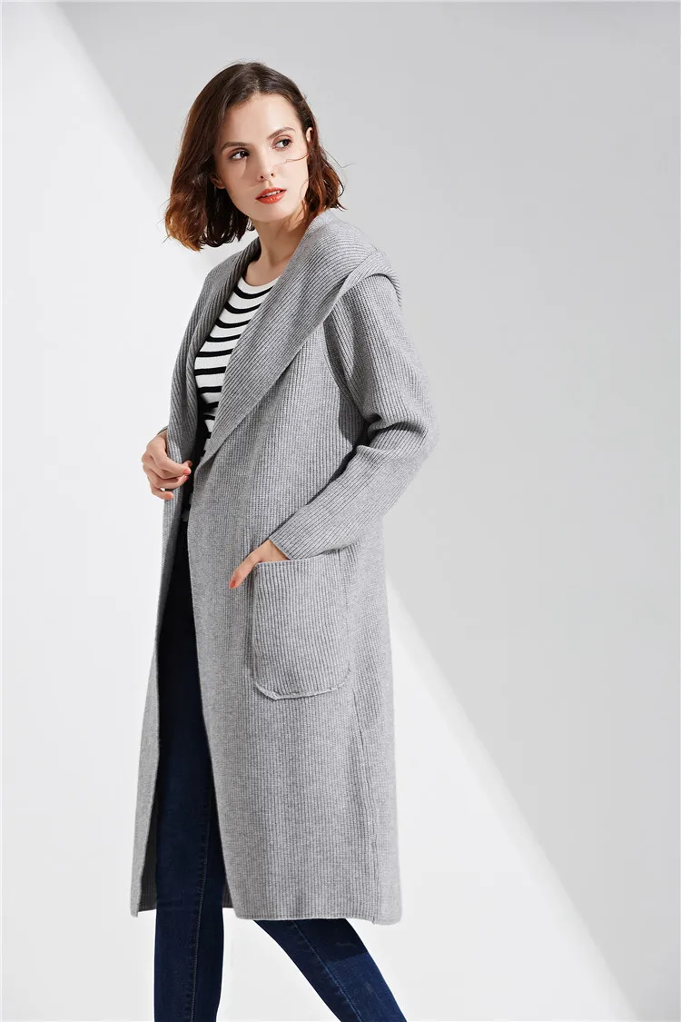 XIKOI new fashion sweater Joker trendy long-sleeved knit cardigan casual pocket solid color Slim warm sweater thick coat (2)