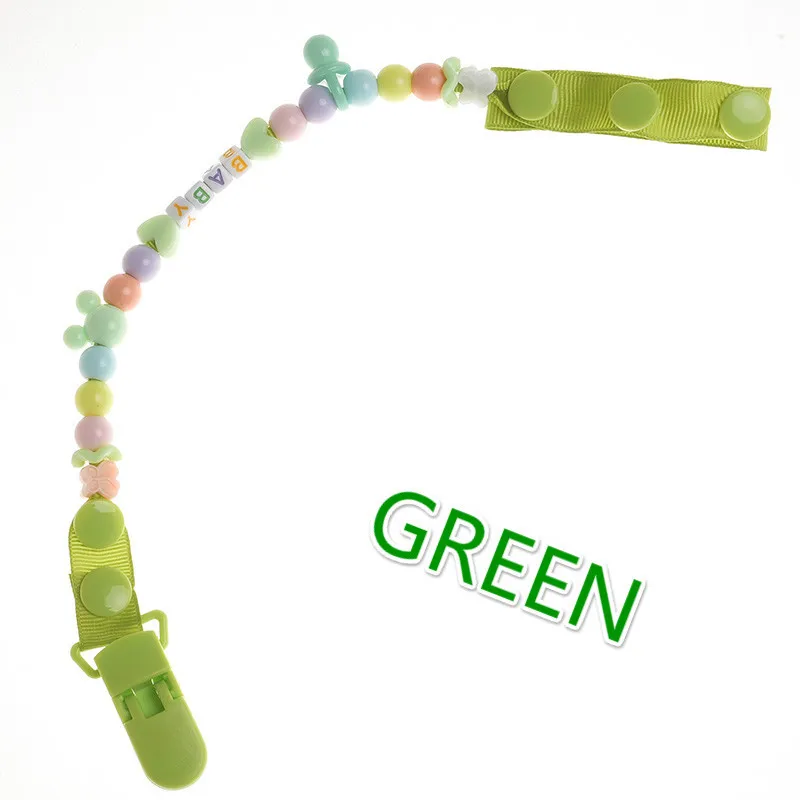 Новорожденная прищепка для соски, цепочка для пустышки, ручная работа, красочные бусины, пустышка, держатель для пустышка для малышей - Цвет: Green