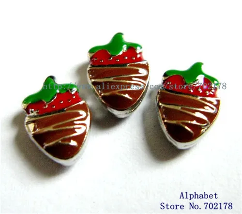 

FC613 10pcs wholesales Stereo Chocolates Strawberry floating locket memory charms fitfor locket as families friend gift