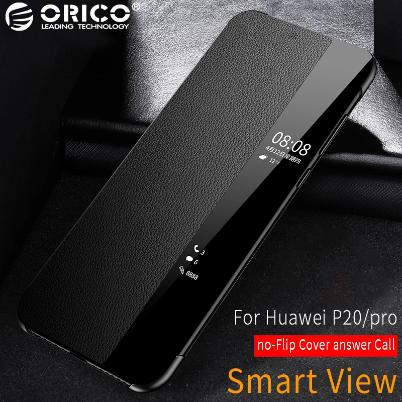 HUAWEI P20 Pro caso Original de lujo cuero genuino Smart View ventana espejo cubierta de protección HUAWEI P20 Funda