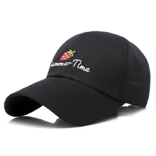 Мужская и женская летняя бейсбольная кепка с вышитым клубничным буквенным изогнутым козырьком, регулируемая Спортивная Кепка для фитнеса и отдыха черного цвета