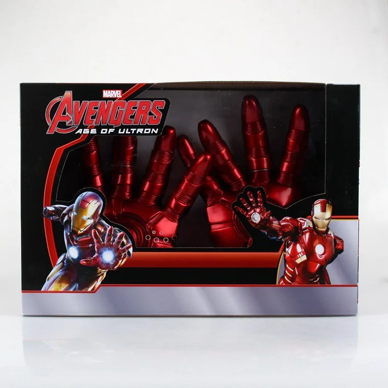 [Funny] 1:1 Cosplay 1 pair The Avengers 2 Iron man Mark 3 LED light Gloves luminous Action Figure Toy model costume party gift