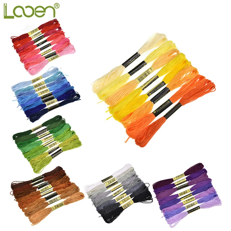 

8pcs/lot Looen Similar Color Threads Cross Stitch Floss 6 Shares Embroidery Thread Sewing Skeins Craft For Handmade Accessories