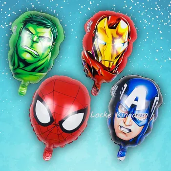 

Lucky 50pcs/lot The Avengers Iron Man&Captain America&Hulk&Spiderman Head Balloons Foil Helium Balloon Party Decoration Toys