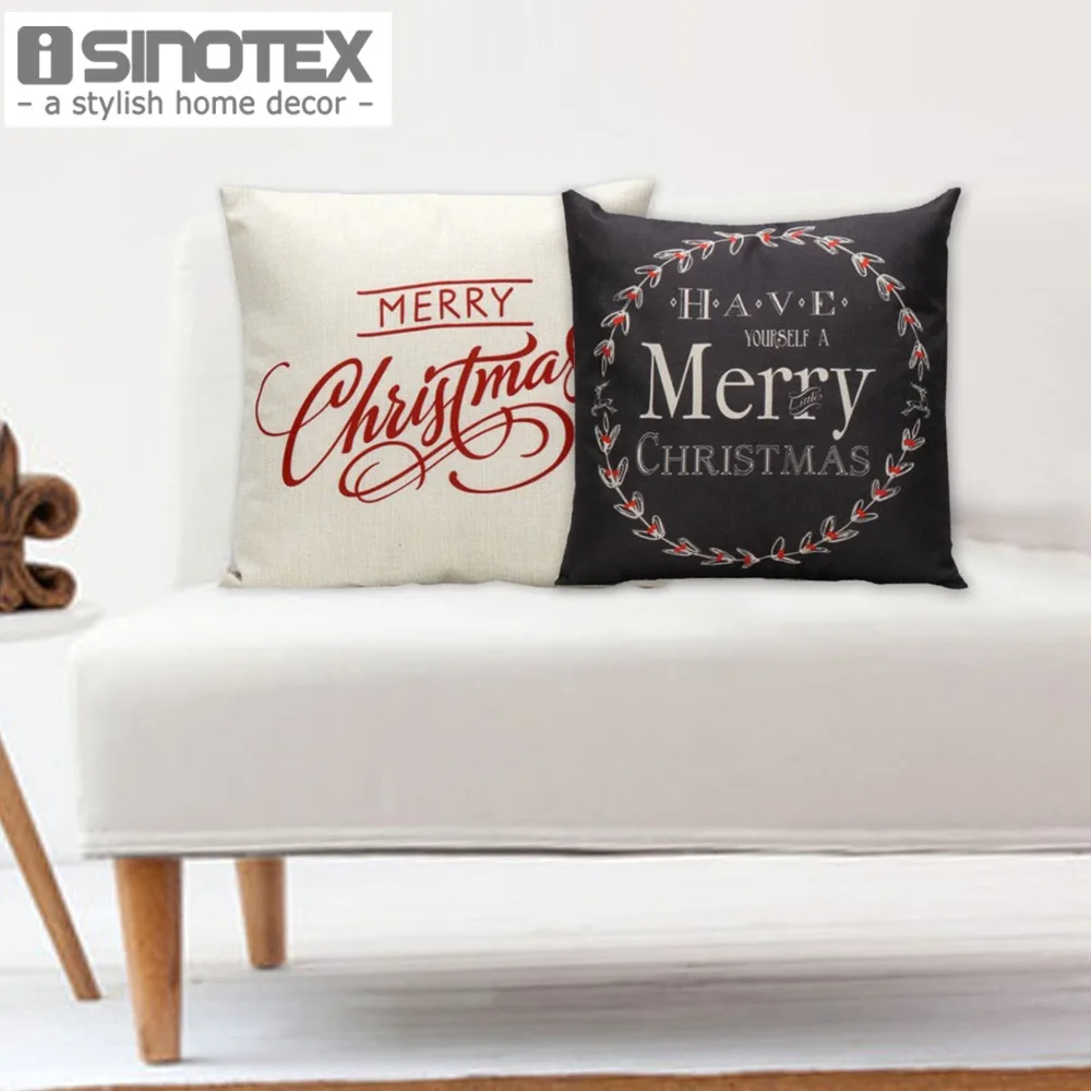 45*45 cm Merry Christmas Printed Cushions Nordic Linen Cushion Covers
