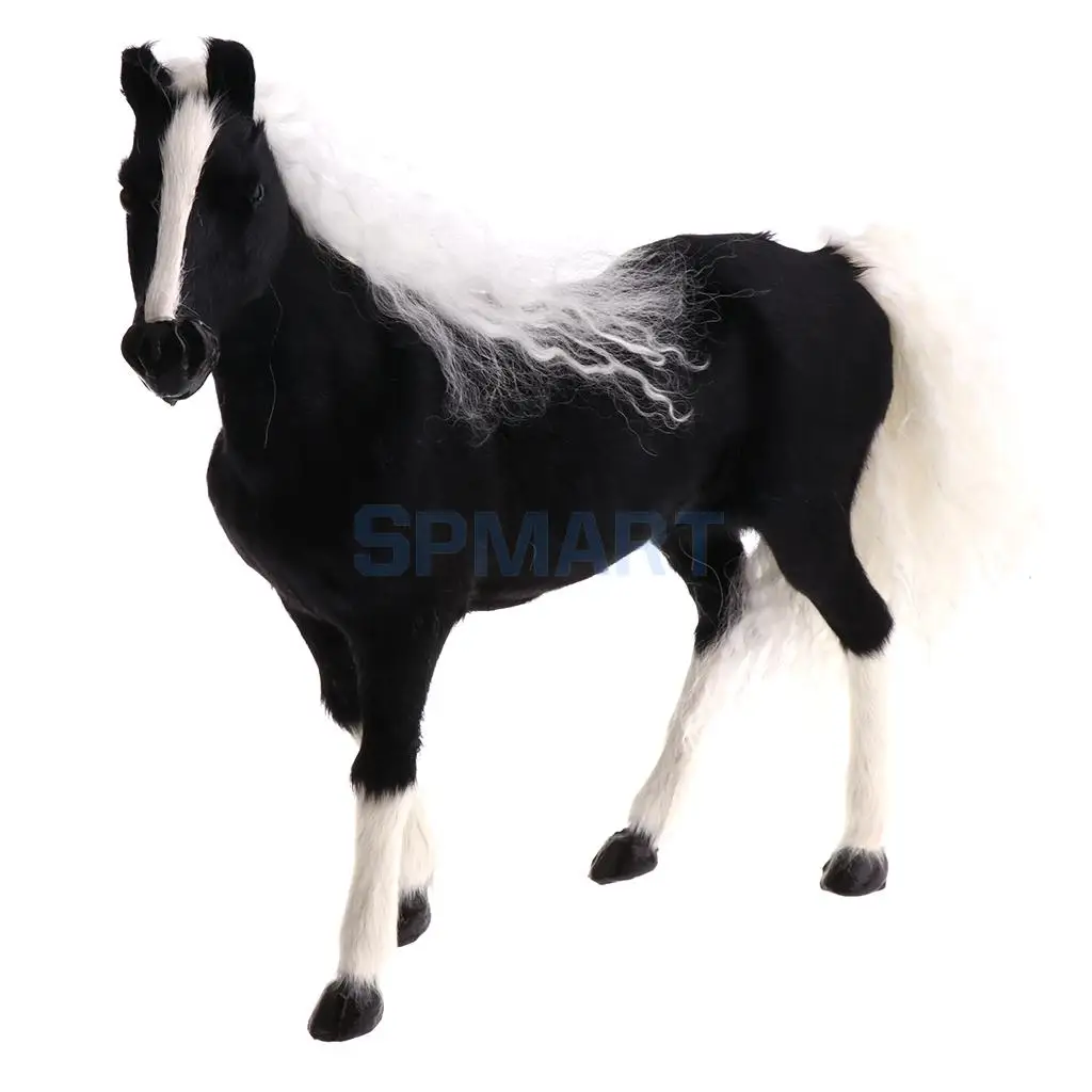 Lifelike Simulation Plush Stuffed Horse Animals Model Figure Plush Figures Soft Toy Home Decoration Black