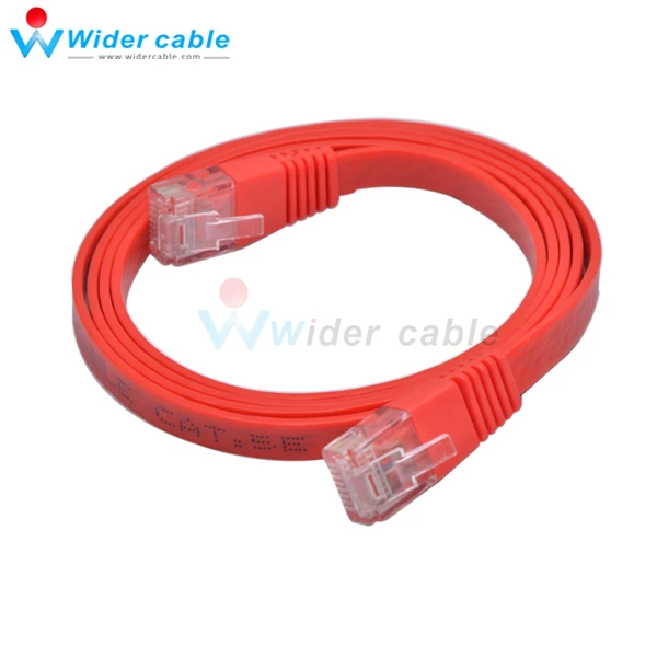 Red Flat Cable 30AWG Passed Fluke Thin CAT5E Lan Cable For