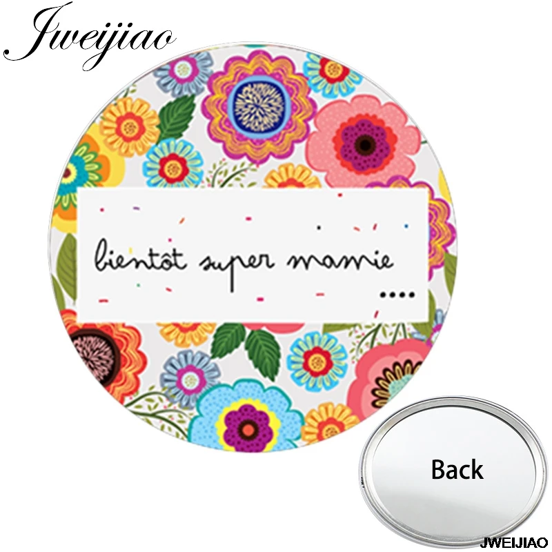 

JWEIJIAO Merci Maitresse One Side Flat Pocket Mirror Super MAMAN JE SUIS UNE QUI DECHIRE Makeup Vanity Hand Mirrors