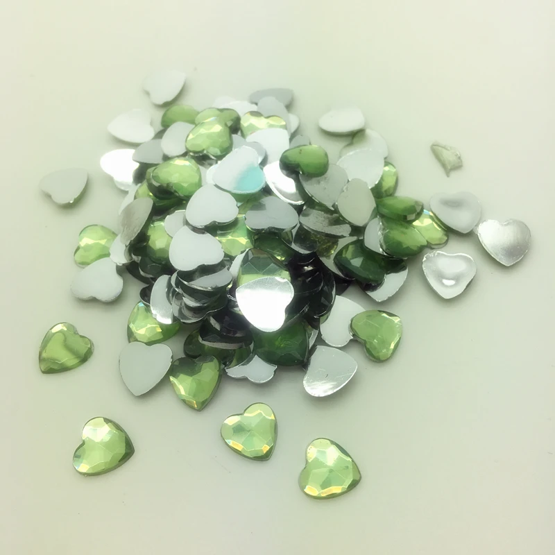 Light green 6 мм, 8 мм, 10 мм, акриловые бусины в форме сердца, стразы из смолы, скрапбук для изготовления ювелирных изделий - Цвет: Light green