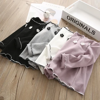 

2018 new girl flower long sleeved shirt kids girls fashion shirts kids clothes