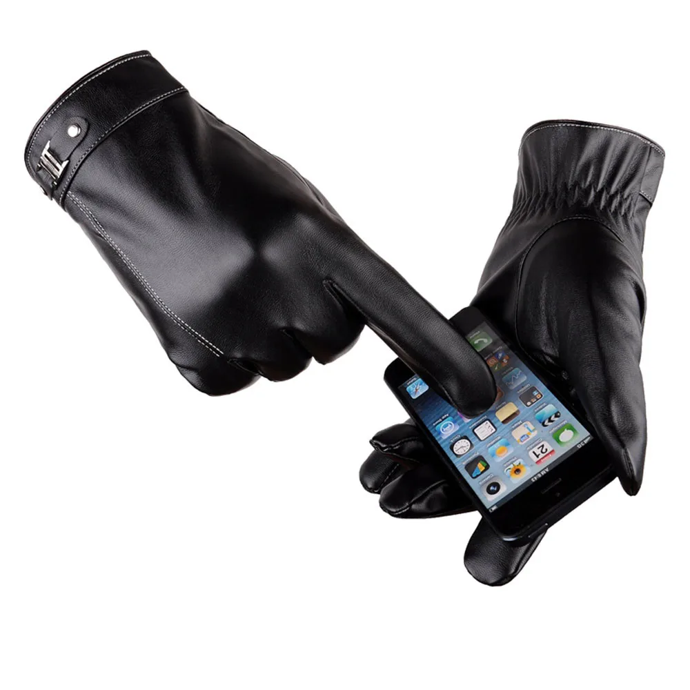Men's Classic Black leather gloves & Mittens Driving Gloves Sport