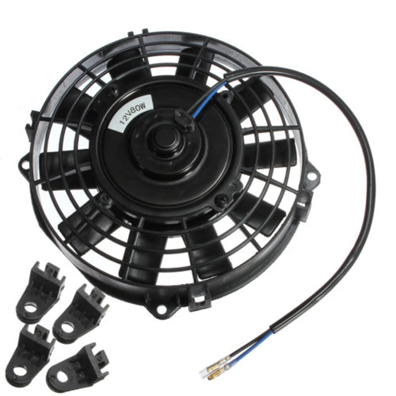 7" inch Electric Radiator/Intercooler 12v Slim Cooling Fan + Fitting
