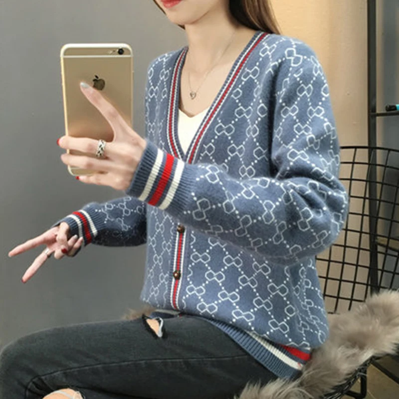 New Knitted Long Sleeved Coat Autumn Winter Loose Korean Version Joker Lazy Spring Sweater Women Cardigan Clothes Women Fashion