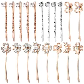 

19PCS Hair Pins Clover Butterfly Flower Pearl Hair Clips for Ladies and Girls (Six Different Patterns, Random Style)