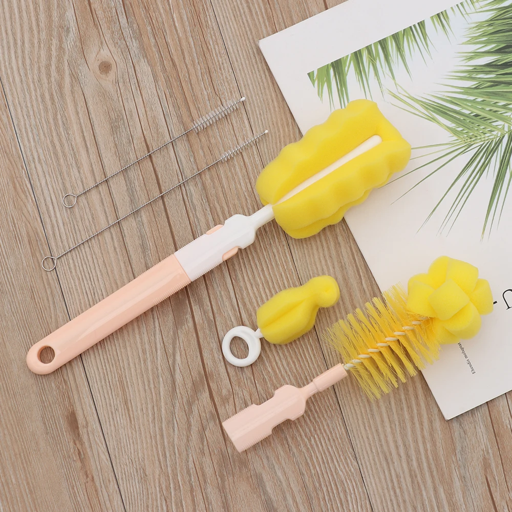 5Pcs/Set Stainless Steel Multifunctional Bottle Sponge Cleaning Brush
