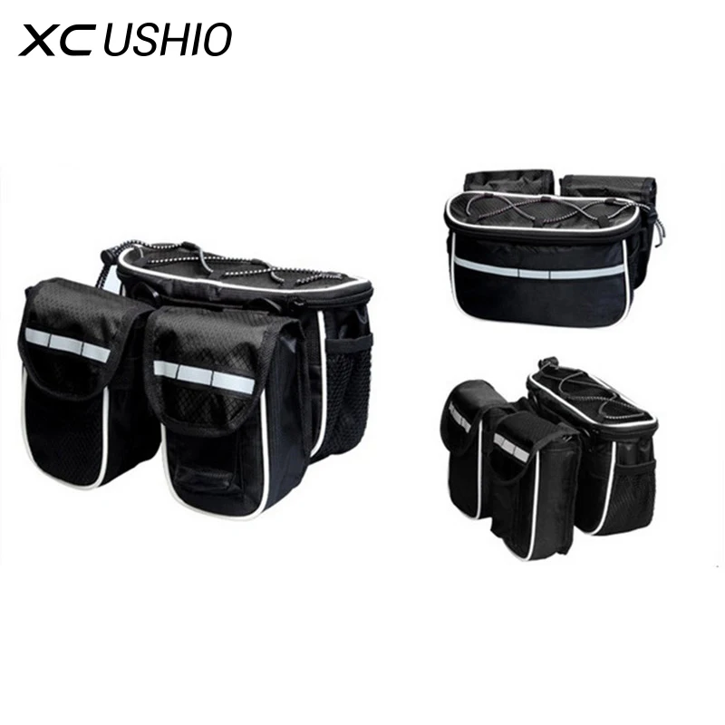 Mountain Bike Bicycle Frame Tube Bag Bicycle Accessories 4 in 1 Cycling Pouch Bags Sport Cycling Panniers Bags Phone Container