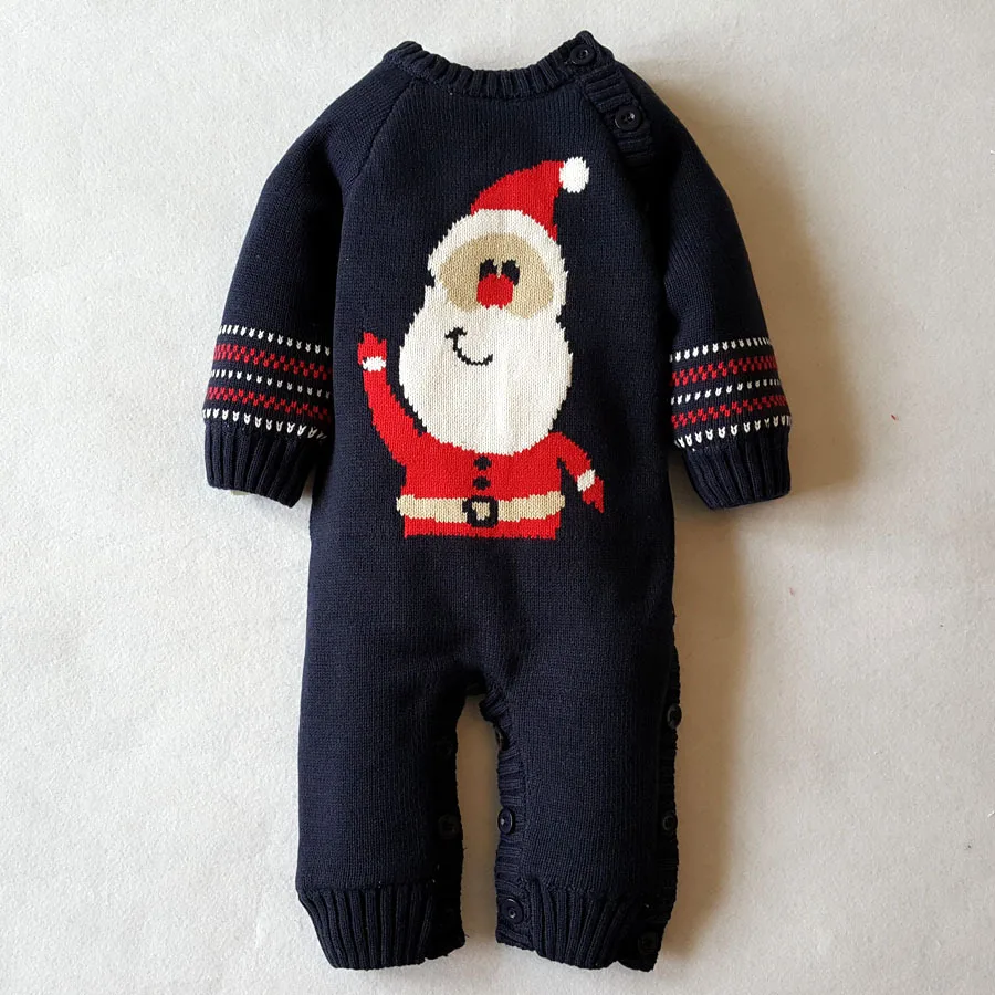 Baby Knitted Rompers Christmas Santa Claus Winter Thick Warm Kids