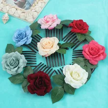 Свадебные волосы для невесты, женские волосы для девушек, Двойной Шелковый цветок розы, расческа, заколка для волос, свадебные вечерние аксессуары для волос, Ювелирное Украшение