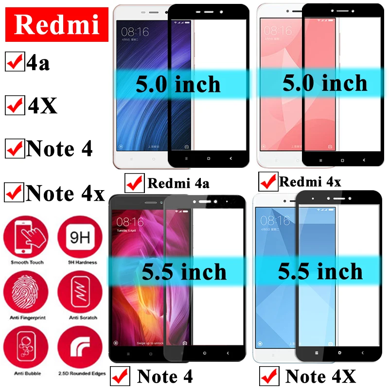 Закаленное стекло для Xiaomi Redmi 4x Note 4 защита экрана Redme 4a закаленное Xiomi Note4x X