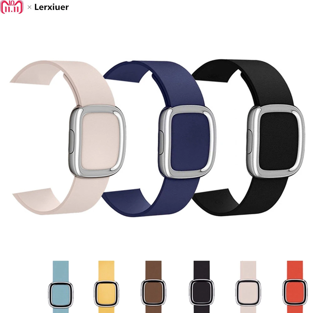 

Modern bukcle strap for apple watch 4 band 42mm 38mm 44mm 40mm band iwatch band 4 3 2 1 accessories Genuine Leather bracelet