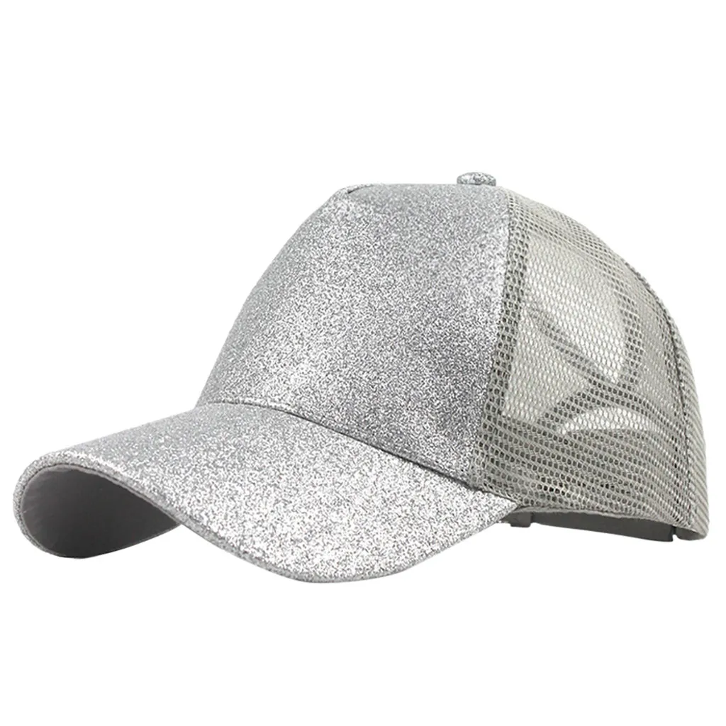 girls cap Ponytail Messy Buns Trucker Plain Baseball Visor Cap Unisex Glitter Hat petten voor mannen cappellini uomo#XP15