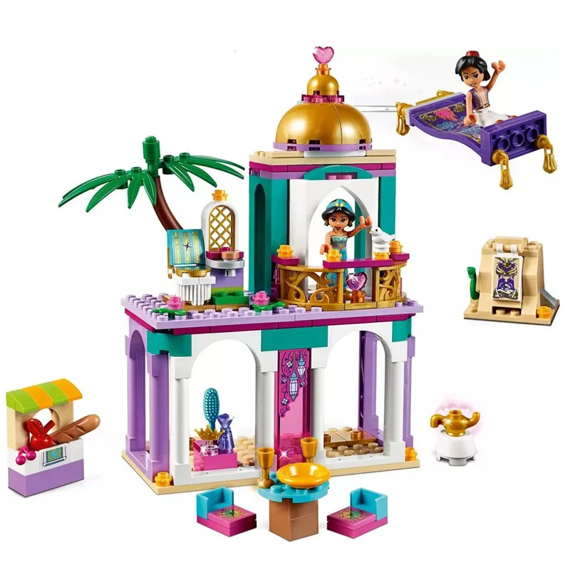 

Cartoon Movie Aladdin and Jasmine's Palace Adventures Compatible Legoing Princess Block Set Diy Building Toy For Girls