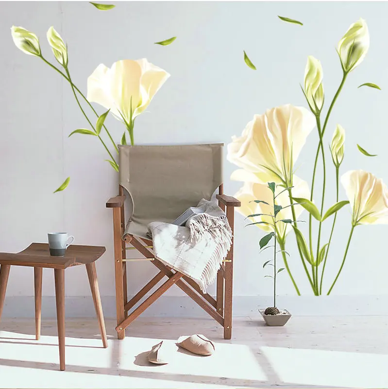 

% Lily Flowers Plant landscape Wall Sticker Home Decoration for bedroom living room Art poster wallpaper Decals sitting room