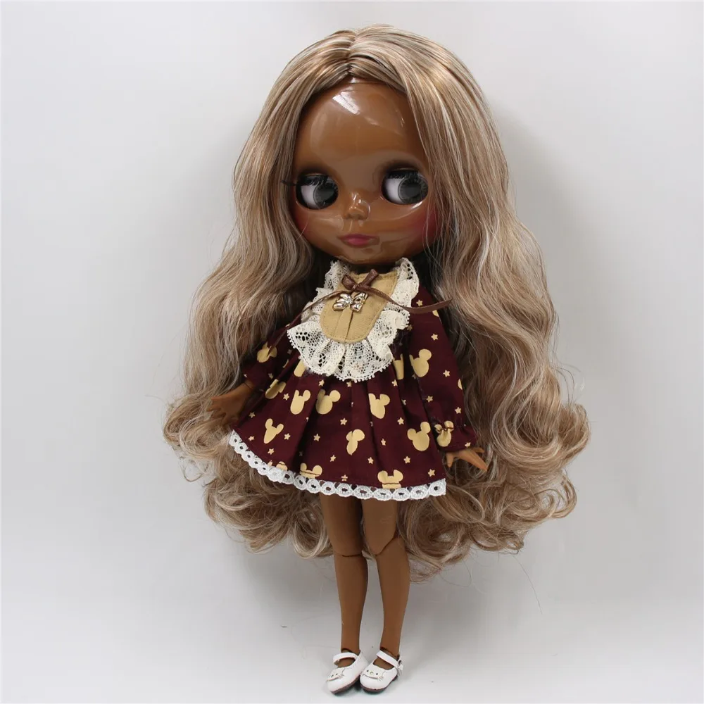 Maria – Premium Custom Neo Blythe Doll with Multi-Color Hair, Black Skin & Shiny Cute Face 1