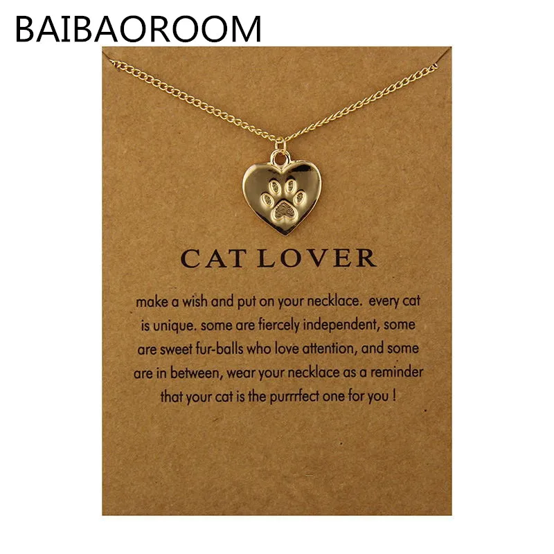 Fashion Jewelry Reminders Cat Lover Friendship Heart Charm Necklace For Women