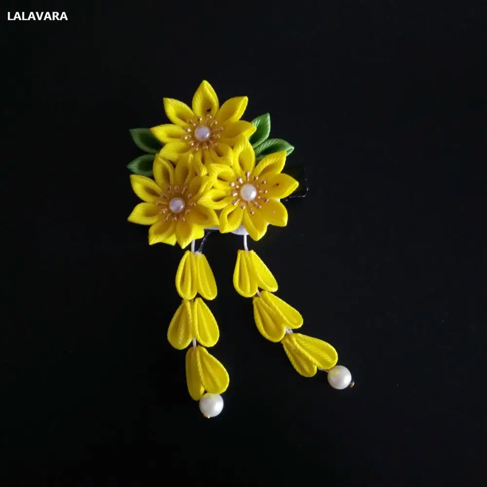 LALAVARA 10 шт. японские кимоно заколки kanzashi цветок заколки для волос для женщин детей девочек аксессуары для волос - Цвет: E