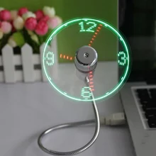 Noyokere Прочный Регулируемый Usb гаджет мини гибкий светодиодный светильник Usb вентилятор часы настольные часы классный гаджет Отображение времени