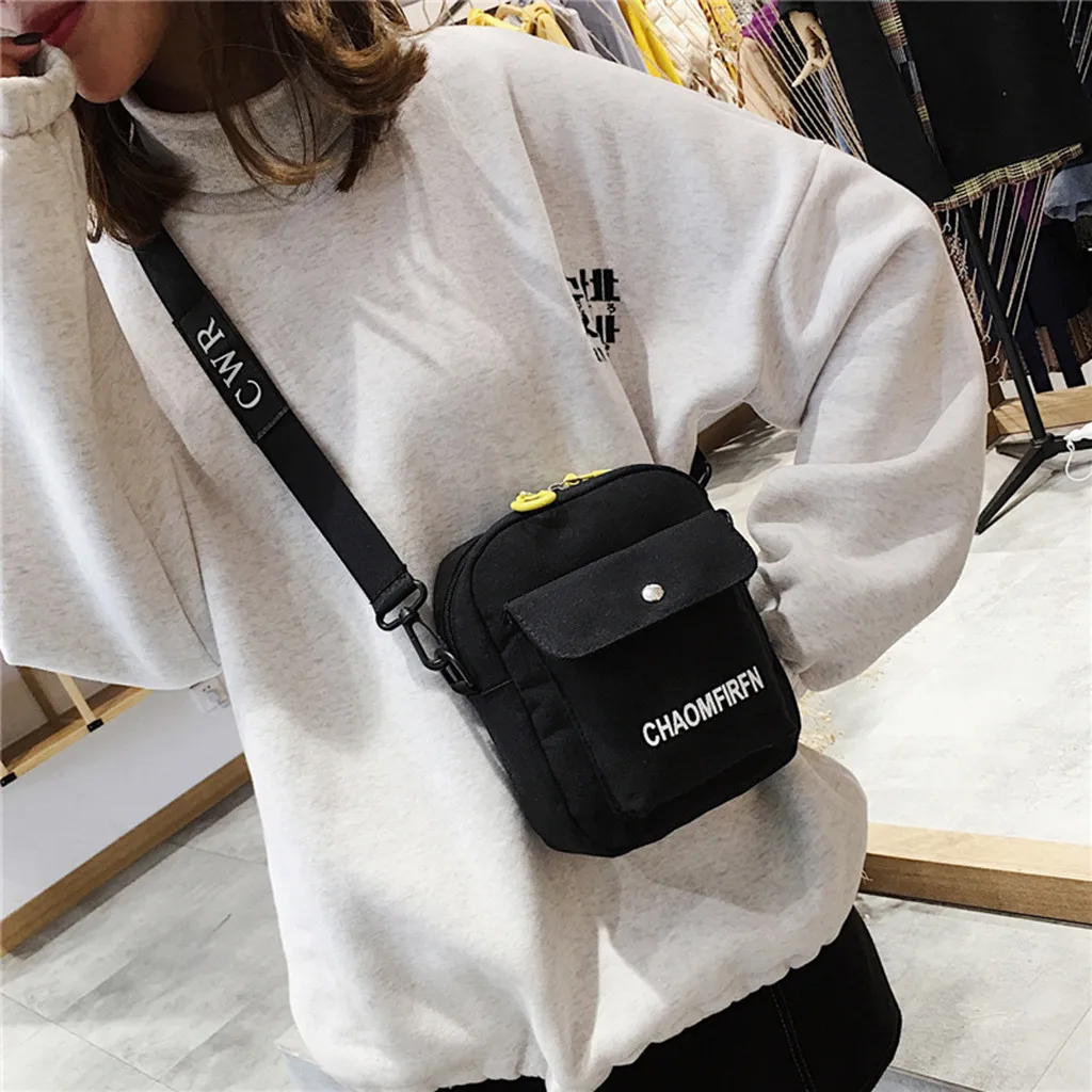 Crossbody Bag For Women Pure Color Casual Tote Outdoor Bag Canvas Handbag Zipper Shoulder Small Messenger Bag Womens Handbags