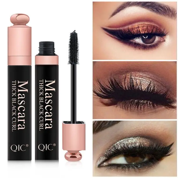 

QIC 4D False Eyelash Extension Curling Mascara Waterproof Natural Black Color Lengtening Thick Rimel Mascaras Makeup Eye Tools