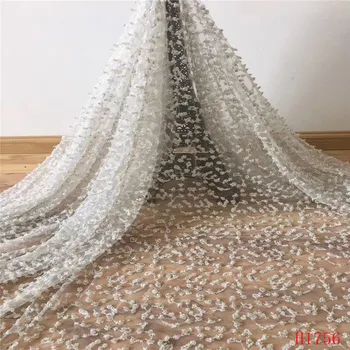

High Quality 5yards beaded African Lace Fabric white color Nigerian Lace Fabric For Women Hot Selling French Lace FabricHX1754-1