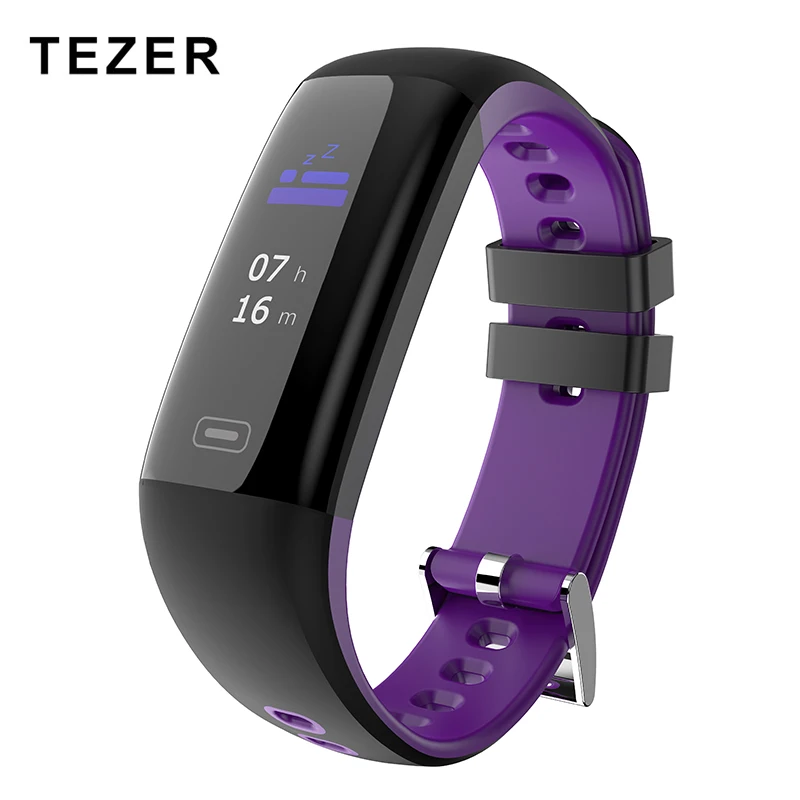 Умный Браслет TEZER R16, кровяное давление, кровяное давление, кислород, фитнес-монитор, браслет для iphone, Android phone - Цвет: Purple