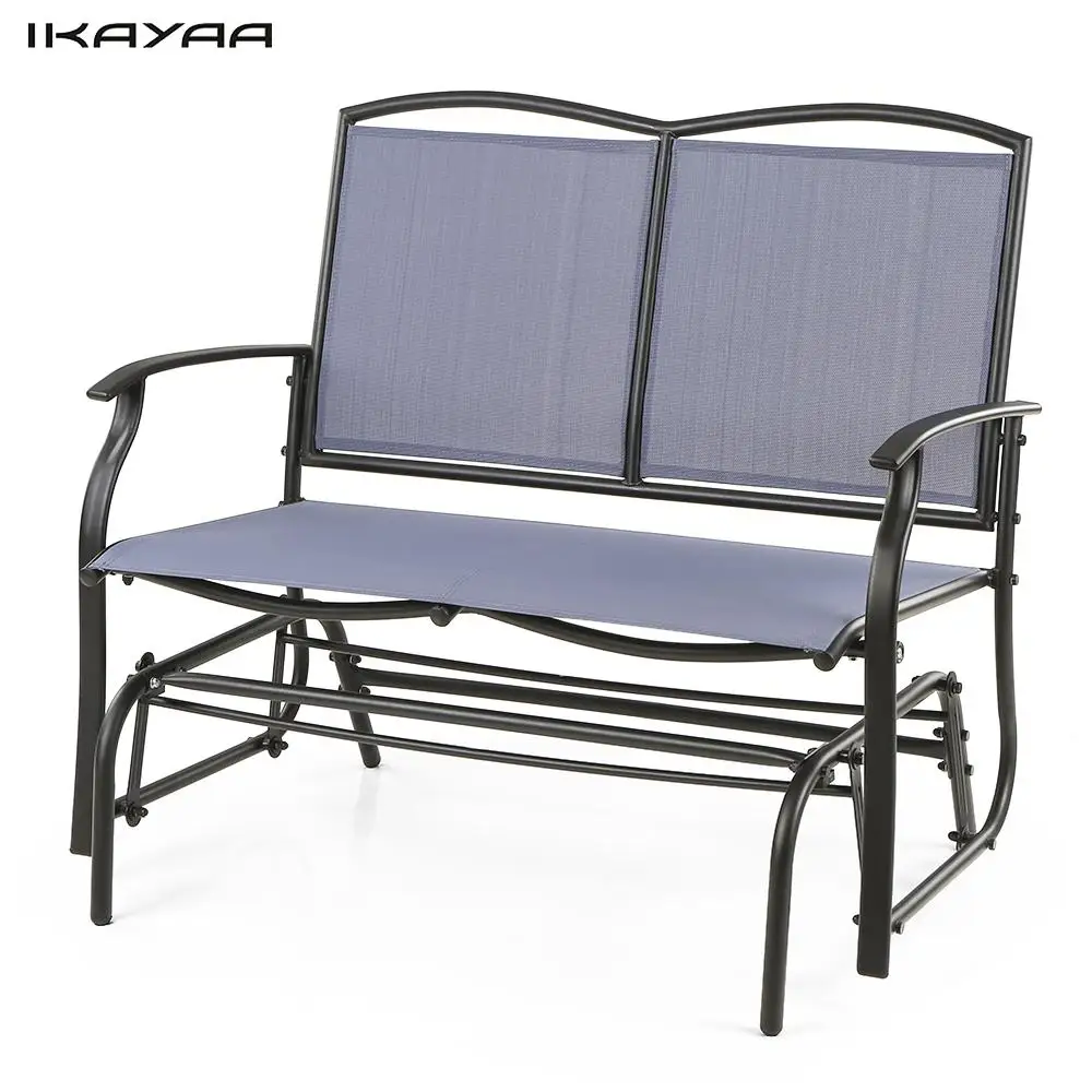iKayaa 2 Person Patio Swing Glider Bench Chair Loveseat