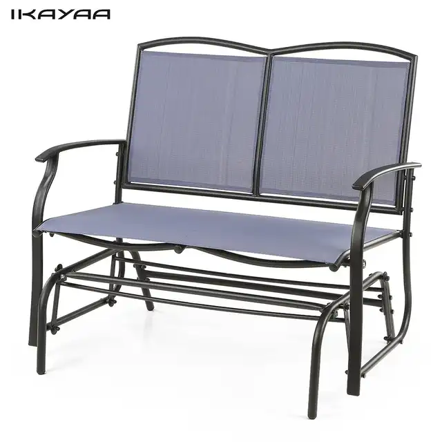 Ikayaa 2 Person Patio Swing Glider Bench Chair Loveseat Textliene