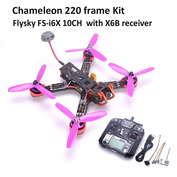 Хамелеон FPV 220 мм рама Квадрокоптер F3 Acro контроллер 2205 2300kv Littlebee 30A BLHeli-s ESC Flysky FS-I6/FS-I6X - Цвет: with Flysky I6X