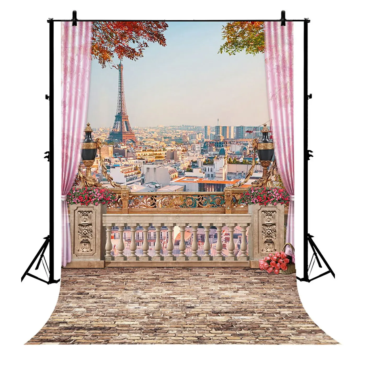 

5x7ft Viewing Deck Paris Eiffel Tower Polyester Photo Background Portrait Backdrop