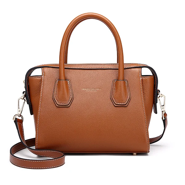 NEVEROUT натуральная/натуральная кожа маленькие сумки для женщин сумка высокого качества брендовая Сумка-тоут Повседневная сумка через плечо с верхней ручкой - Цвет: brown