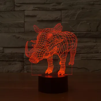 

[Seven Neon]free Shipping wild boar shape Acrylic 7Colors Desk Lamp 3D Lamp Novelty gift Led Night Light Millennium Falcon Light