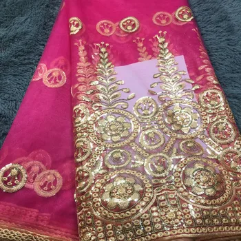 

Special Offer! African French Net Embroidery Lace Fabrics And Sequins Lace Fabric 5yards/pcs High Quality Tulle Lace For Dress