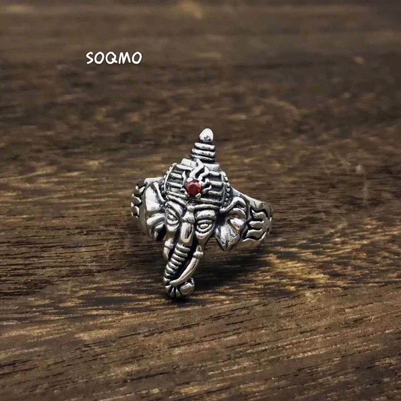 Мужские и женские кольца со слонами SOQMO винтажные тайские серебряные ручной