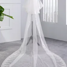 AYiCuthia 3 М Длинные Свадебные вуали Белый Тюль Блестки Свадебные вуали с гребешком кружевная кромка Фата для невесты Свадебные аксессуары TS20