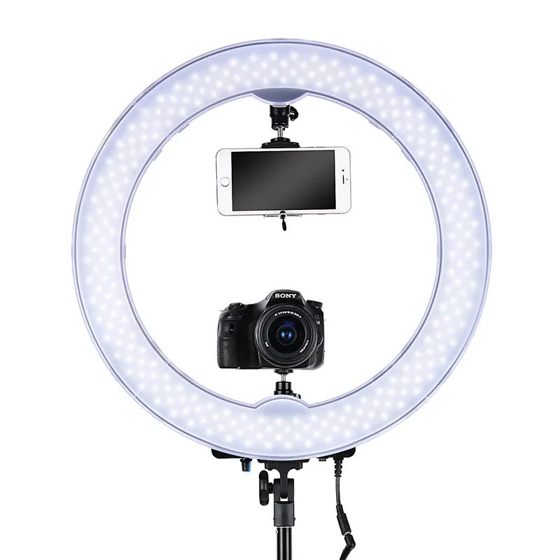 Fosoto камера фото студия телефон видео 1" 55 Вт 5500 к 240 светодиодный Фотосъемка с регулируемой яркостью кольцевой светильник кольцо для штатива лампа с батарейным отсеком