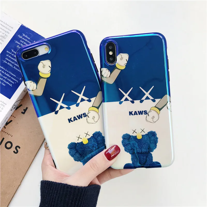 

Funny cute X kaws Toys Cartoon Sesame Street Case for iPhone 8 7 6 6S Plus X Xs Max X fashion Soft imd TPU Blue ray case capa