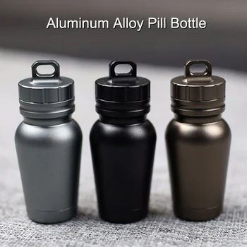 

Newest 1 Pcs Aluminum Alloy Pill Bottle Tablet Waterproof Storage Case for Outdoor Survival VF 2019 Promotion