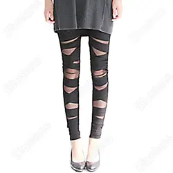 Модные женские леггинсы, рваные, с вырезами, бандажные, сексуальные штаны, леггинсы, черные, 0JPA BCZZ